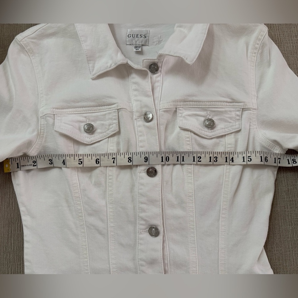 Guess Women's White  peplum Jean Jacket - Picture 11 of 13